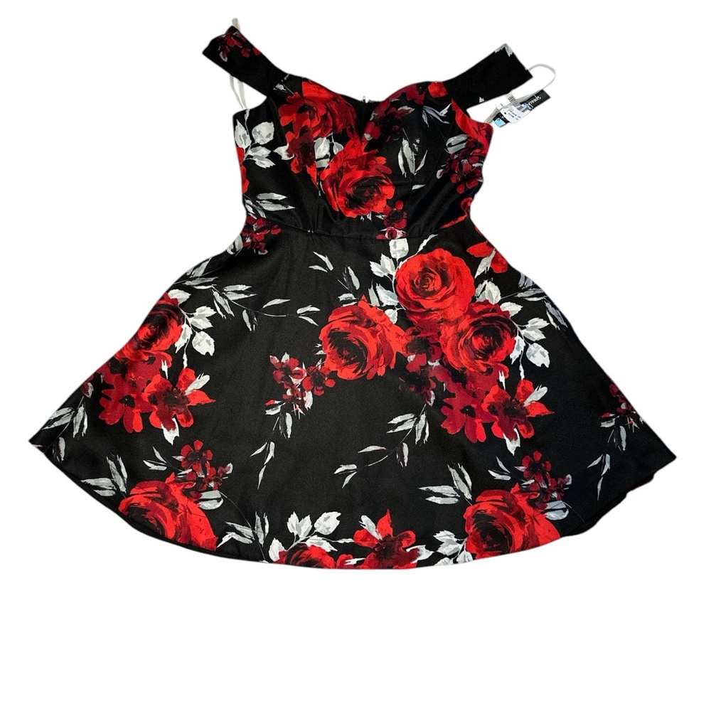 NWT Speechless- Floral Black and Red Juniors Dress Size 1